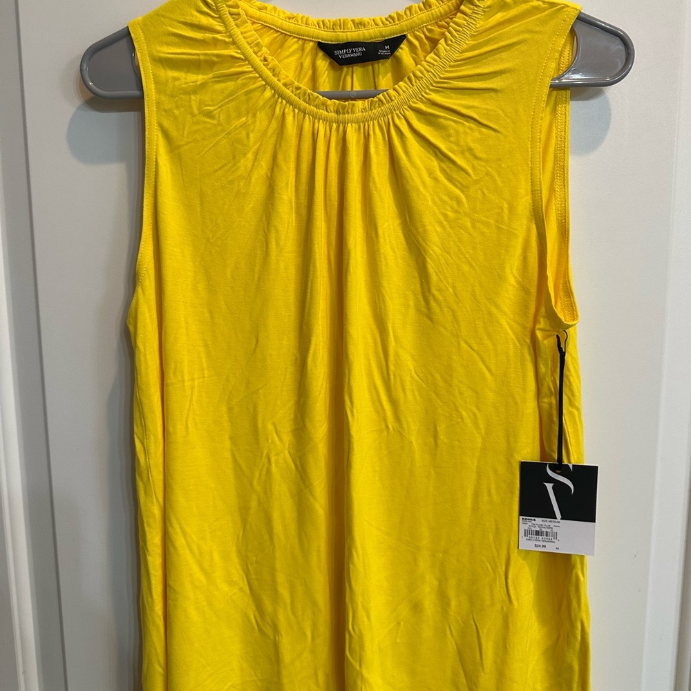 Simply Vera Vera Wang Yellow Ruched Tank Top